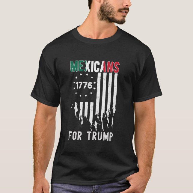 Camiseta Mexicanos Por Trump 2024 México Bandeira Da Amizad (Frente)