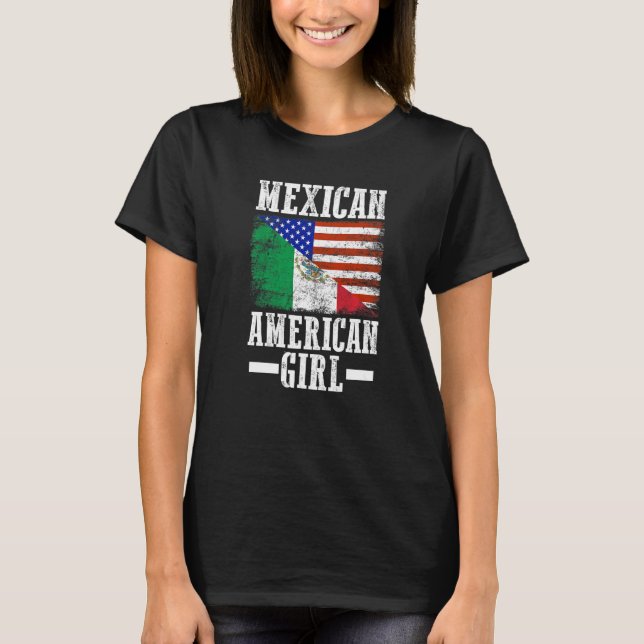 Camiseta Mexico America Flag Patriotic Mexican American Gir (Frente)