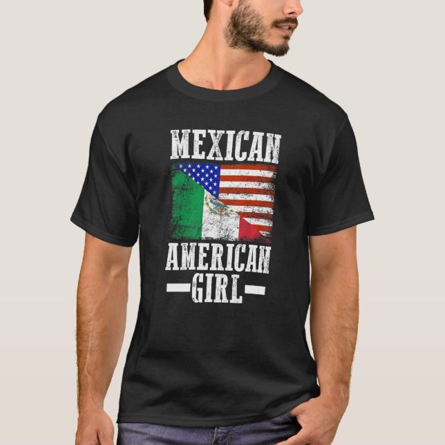 Camiseta Mexico America Flag Patriotic Mexican American Gir (Frente)