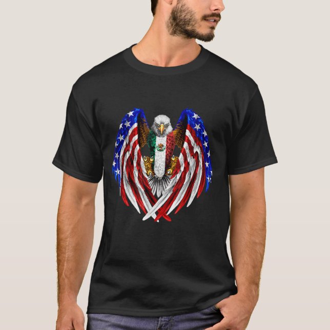 Camiseta México-americano México EUA Flag Eagle (Frente)