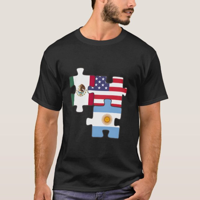 Camiseta Mexico Argentina And The Usa Puzzle (Frente)