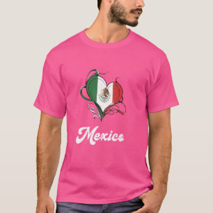 Camiseta México Bandeira Mexicana Coração Raízes Español Or