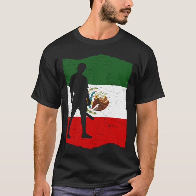 Camiseta Mexico Baseball Flag for Mexican Baseball Fans Vin (Frente)