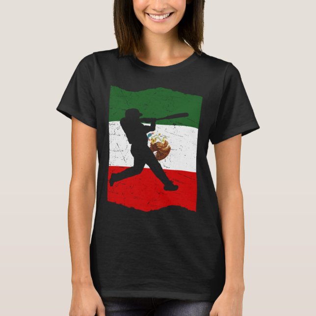 Camiseta Mexico Baseball Flag for Mexican Baseball Fans Vin (Frente)