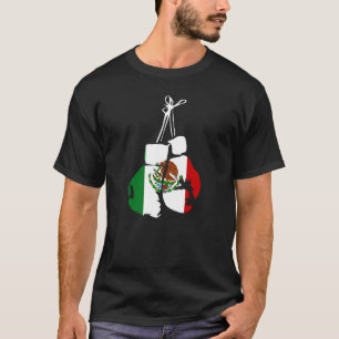 Camiseta México Boxando Luvas Com Bandeira Mexicana Para Bo