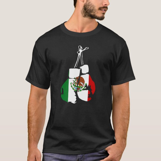 Camiseta México Boxando Luvas Com Bandeira Mexicana Para Bo (Frente)