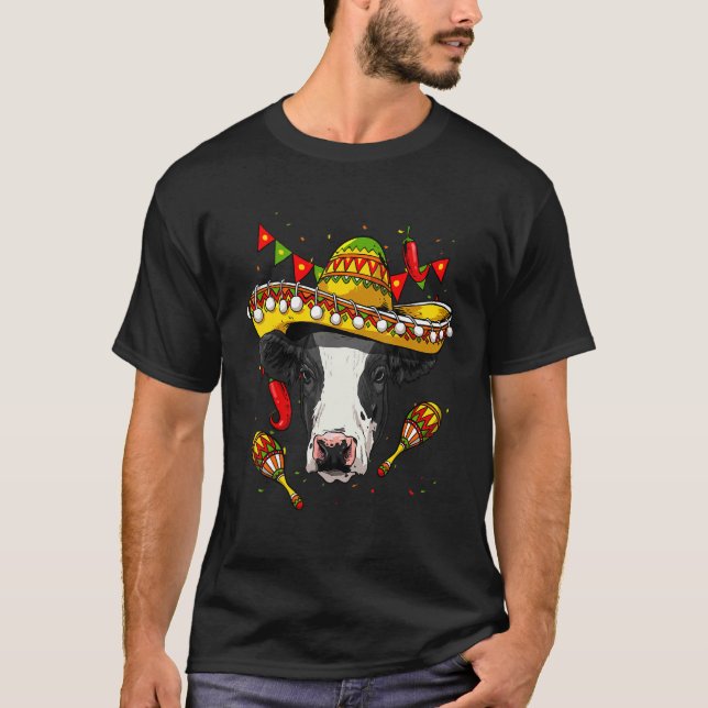 Camiseta Mexico Cinco de Mayo Cow Sombrero Mexican Party Co (Frente)