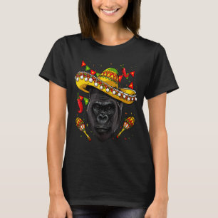Camiseta México Cinco de Mayo Gorilla Sombrero Parte Mexica