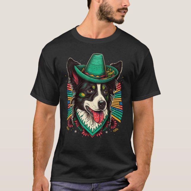 Camiseta Mexico Cinco de Mayo Sombrero Mexican Border Colli (Frente)