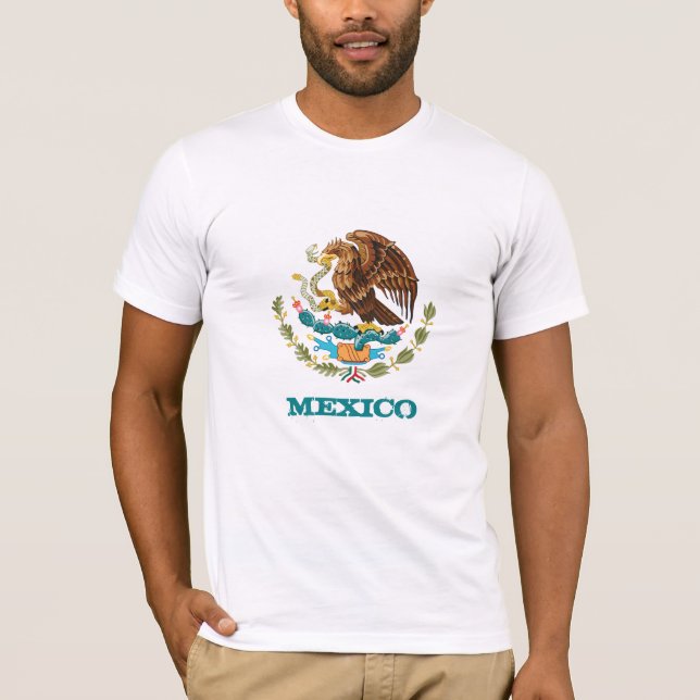 Camiseta México e México emblema da águia, moda de bandeira (Frente)