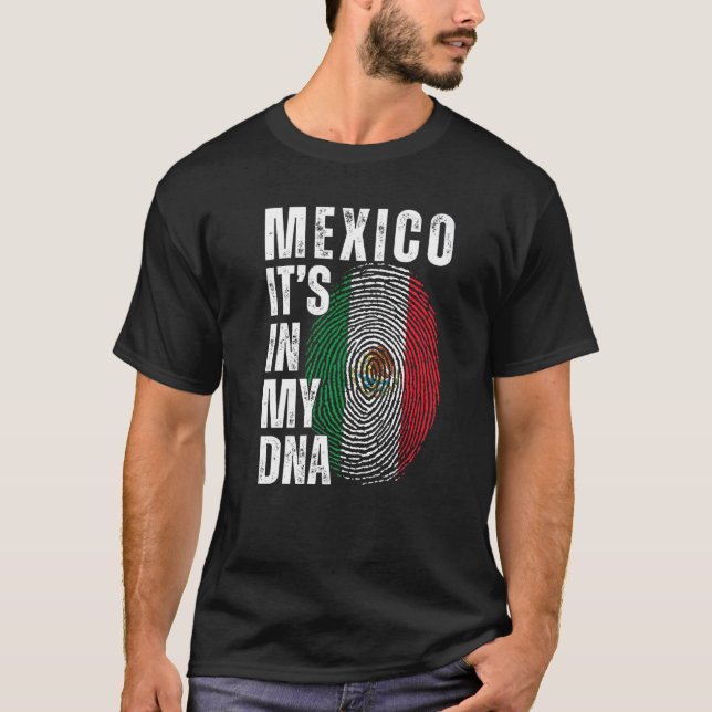 Camiseta México Está no meu DNA Correspondendo a Mulheres M (Frente)