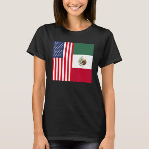 Camiseta México EUA América Bandeira Nascido Criado Metade 