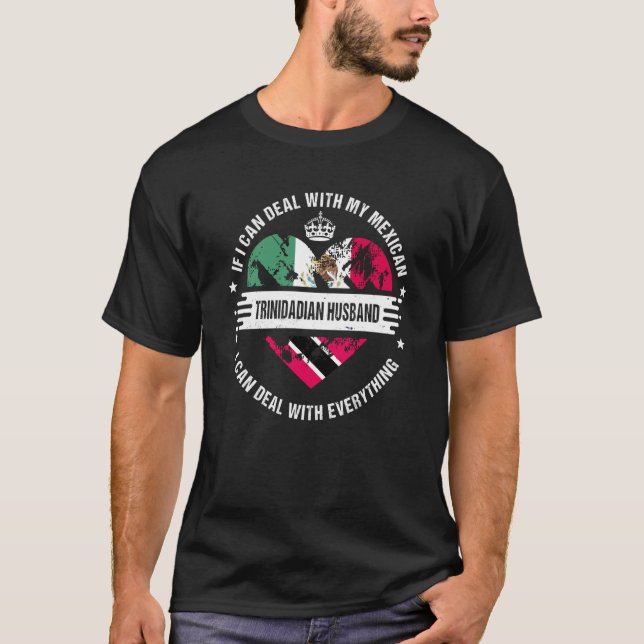 Camiseta Mexico Flag Trinidad&Tobago Grown Husband Country (Frente)