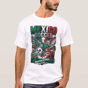Camiseta México Futebol Esqueleto Atacante Nações Premium S