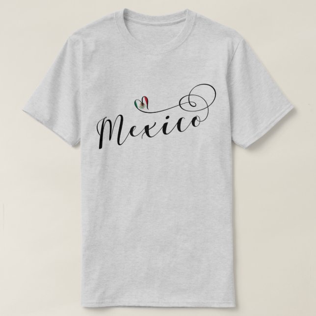 Camiseta México Heart Flag, Mexicanos (Frente do Design)