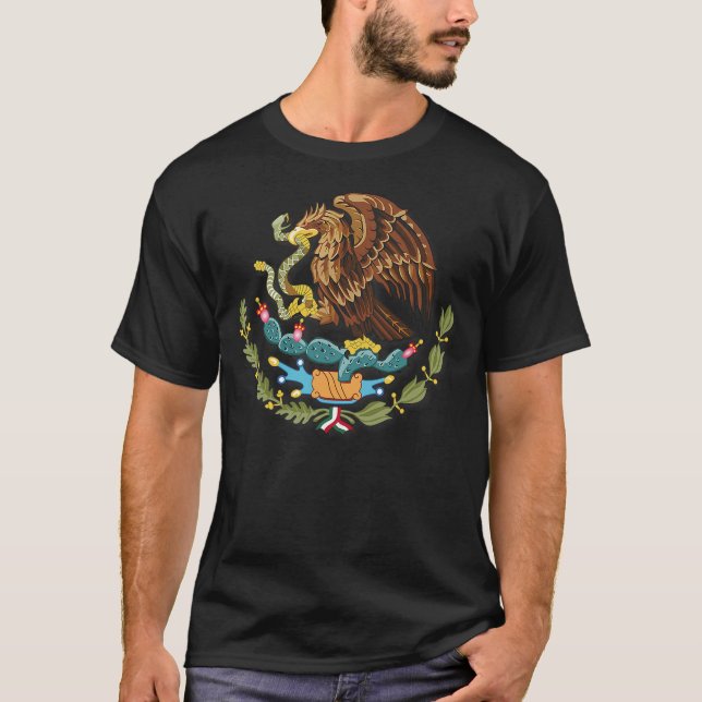 Camiseta Mexico Independence Eagle Snake Design Cartoon Mex (Frente)