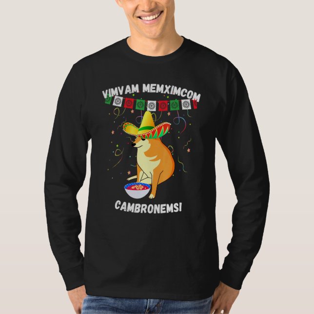 Camiseta México Independência Dia Cheems Charro Hat Pozole (Frente)