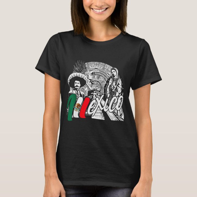 Camiseta Mexico - Mexican Pride - Virgen De Guadalupe And H (Frente)