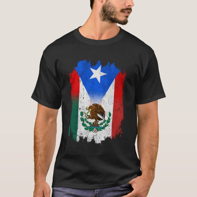 Camiseta México mexicano Bandeira Porto Rico Bandeira Boric (Frente)