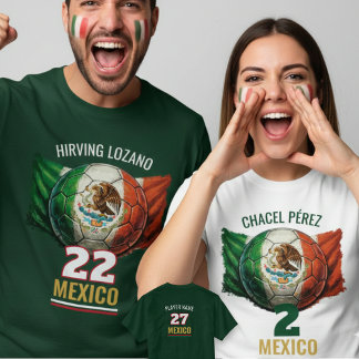 Camiseta Mexico National Football Flag Heritage Soccer Ball