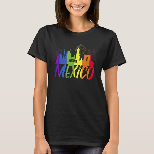 Camiseta Mexico Pride Skyline  Pride Parade Mexico (Frente)