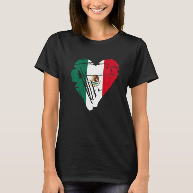 Camiseta Mexico Retro Heart Shape Flag   (Frente)