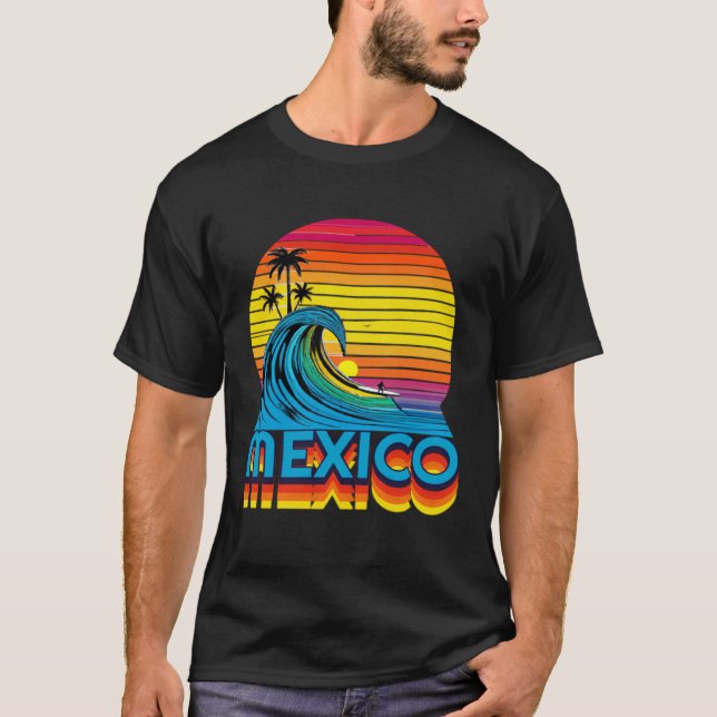 Camiseta Mexico Retro Throwback Surf & Mexican Beach Souven (Frente)
