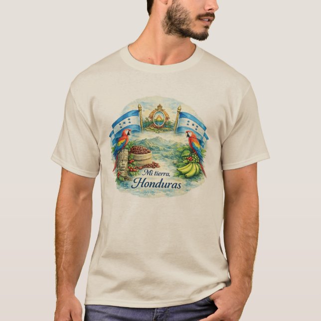 Camiseta Mi Tierra Honduras Tropical Art Tee (Frente)