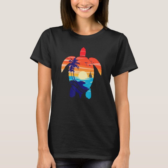 Camiseta Miami Beach 2023 Sunset Sea Turtle Matching Family (Frente)