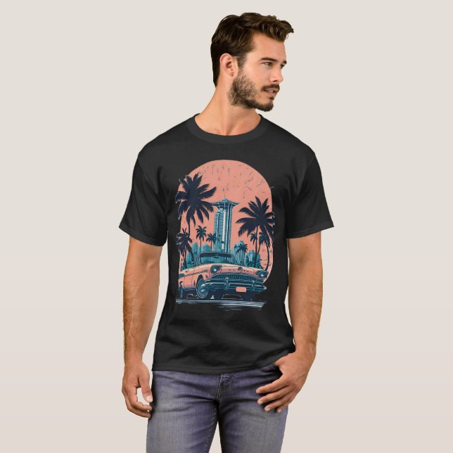 Camiseta MIAMI beach Cars 9 (Frente Completa)