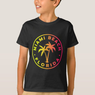 Camiseta Miami Beach Flórida Colorida Palm Tie Dye Boy