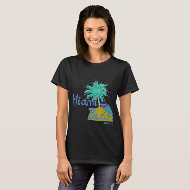 Camiseta Miami Beach Flórida Diversão de Palm Sun (Frente Completa)