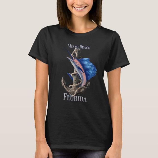 Camiseta Miami Beach Florida Espadarte Marlin Ocean Fisheri (Frente)