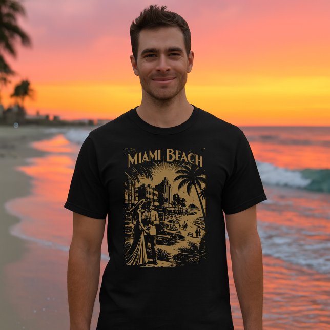 Camiseta Miami Beach, Florida Retro Art Deco Travel Tourism (Criador carregado)