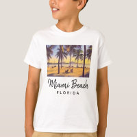 Miami Beach Flórida Vintage Watercolor Art