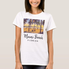 Camiseta Miami Beach Flórida Vintage Watercolor Art