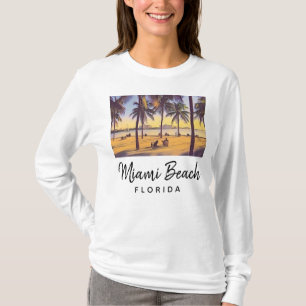 Camiseta Miami Beach Flórida Vintage Watercolor Art