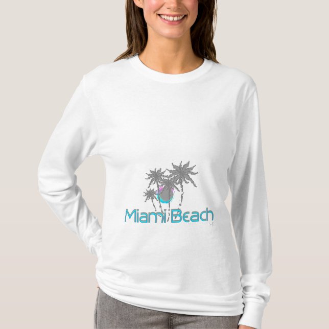 Camiseta Miami Beach, Palms, Aqua, Legal (Frente)