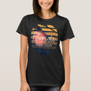 Camiseta Miami Beach Retro Florida Palm Trees Summer Souven