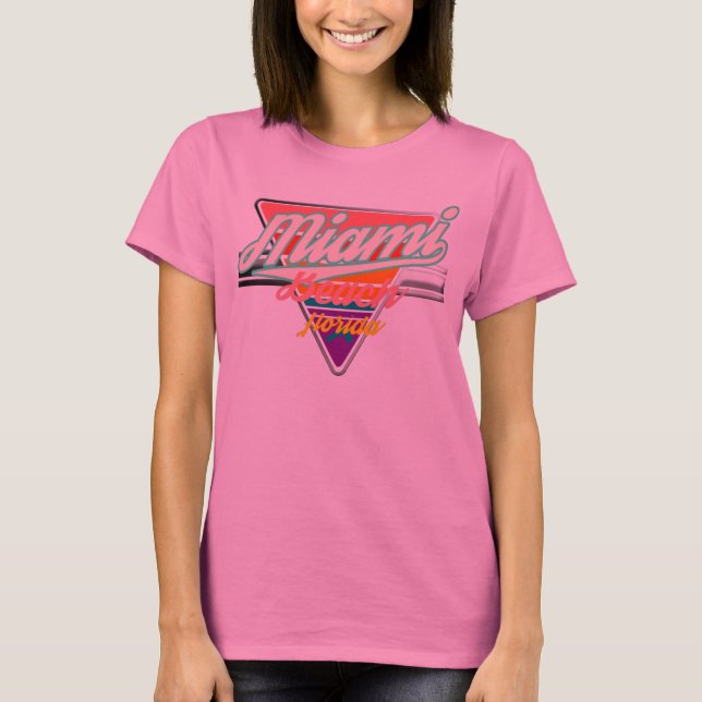 Camiseta Miami Beach Vintage retro design triângulo (Frente)
