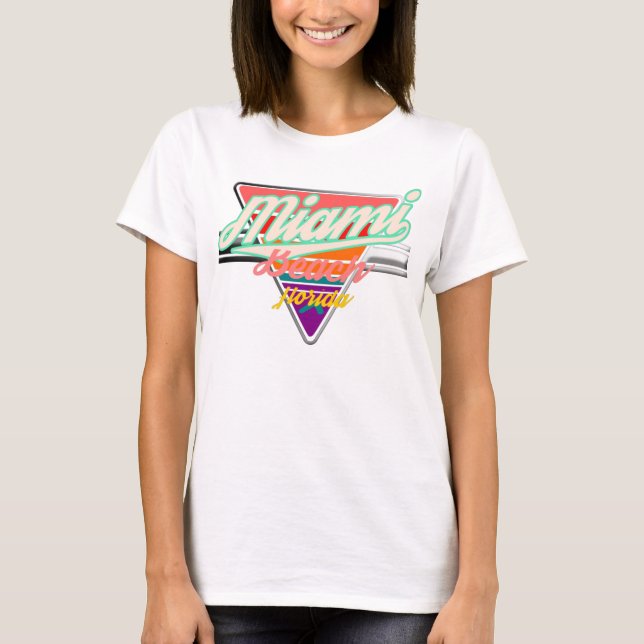 Camiseta Miami Beach Vintage retro design triângulo (Frente)
