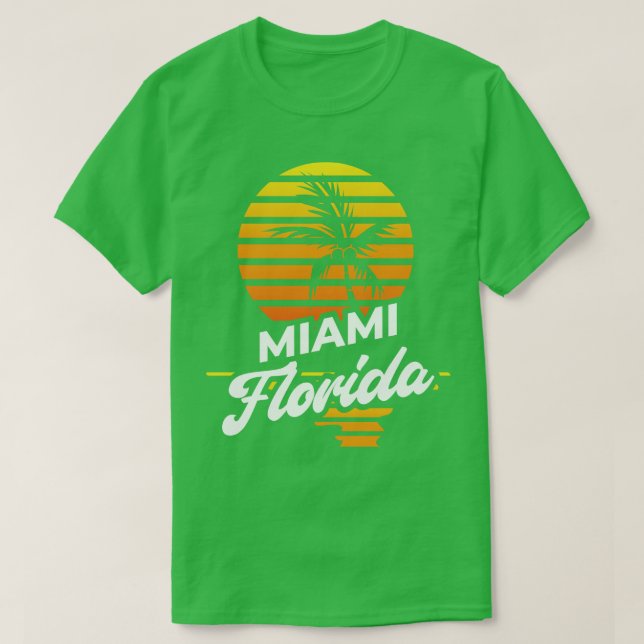 Camiseta Miami Exotic Palm Trees Retro Summer FL Florida (Frente do Design)