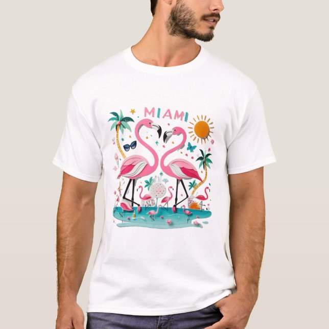 Camiseta Miami Flamingo Paradise (Frente)