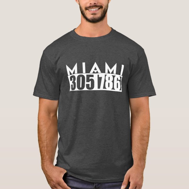 Camiseta MIAMI Florida 305 & CIDADE do código de ÁREA 786 (Frente)