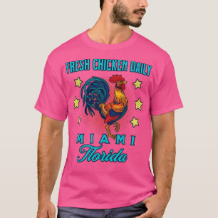 Camiseta Miami Flórida Fresca Galinha Rooster Souvenir