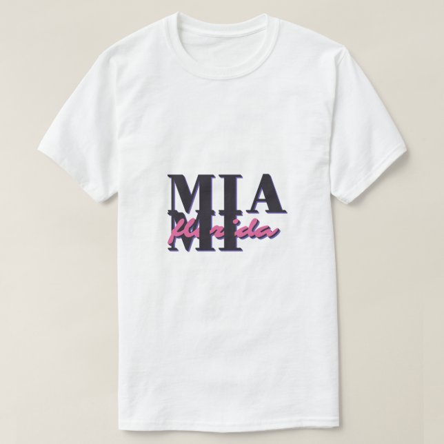 Camiseta Miami Flórida - Gráfico da Tipografia Retroativa (Frente do Design)