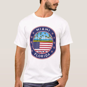 Camiseta Miami, Flórida, praia de Miami com palmeiras