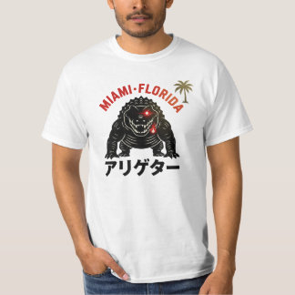 Camiseta Miami Florida Retro Kaiju Alligator Japanese Style