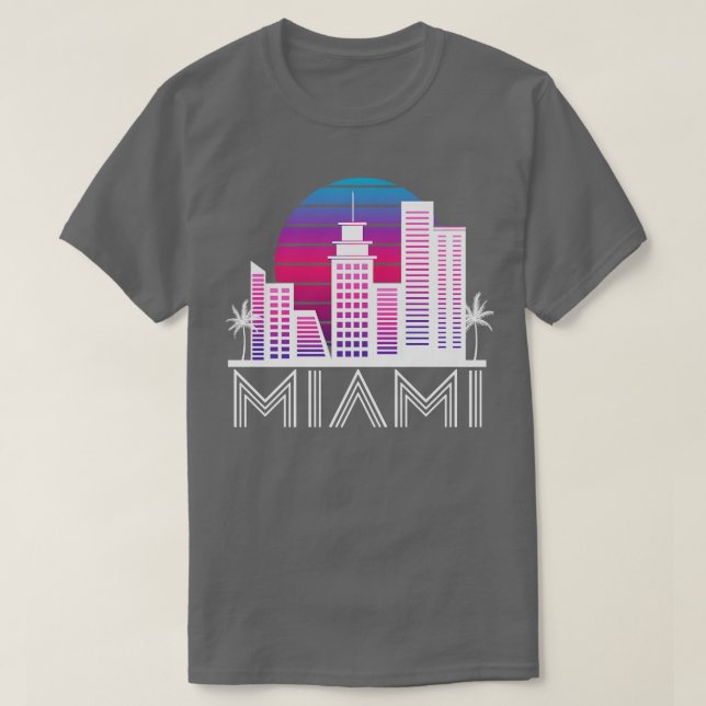 Camiseta Miami Flórida Skyline EUA Sul Viagem Tropical (Frente do Design)