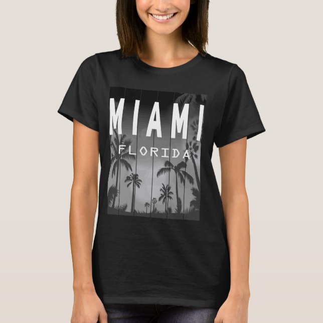 Camiseta Miami Florida Sunset - Eu Amo Miami Beach Souvenir (Frente)